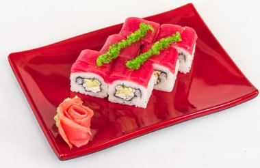 Maki sushi - rulo Yengeç, avokado, salatalık içinde yaptı. taze