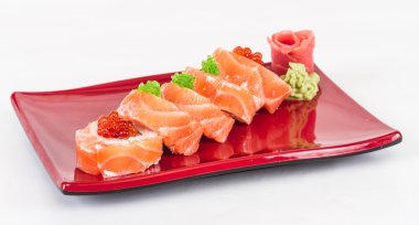 Japon suşi geleneksel Japon food.roll somon, yeniden yaptı.