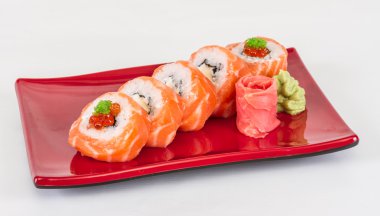 Japon suşi geleneksel Japon food.roll somon, yeniden yaptı.