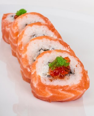 Japon suşi geleneksel Japon food.roll somon, yeniden yaptı.