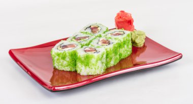 tobiko baharatlı maki sushi - sıcak rulo tobiko çeşitli tip (