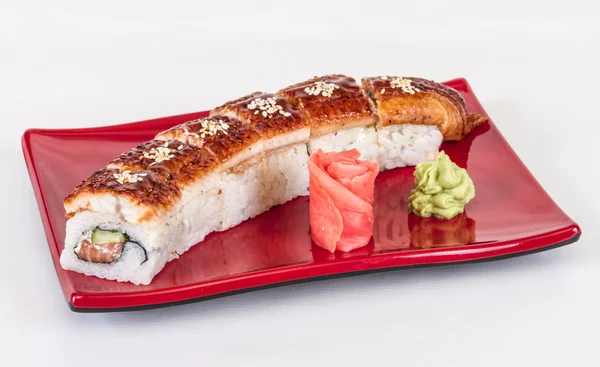 Ιαπωνική παραδοσιακή κουζίνα - maki roll με αγγούρι, κρέμα c — Φωτογραφία Αρχείου