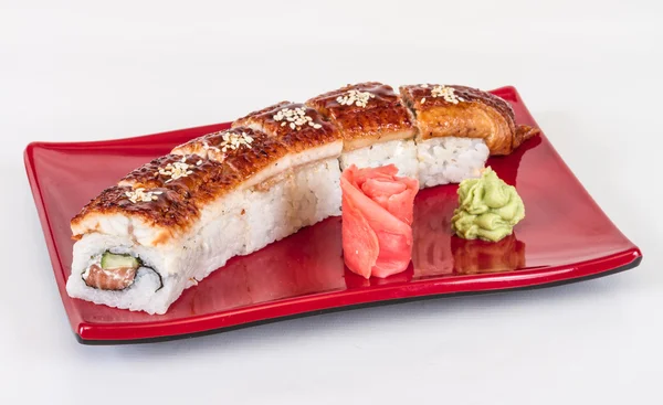 Japanse traditionele keuken - maki rollen met komkommer, room c — Stockfoto