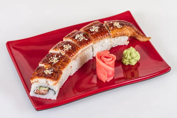Cocina tradicional japonesa - Maki Roll con pepino, Crema C — Foto de Stock