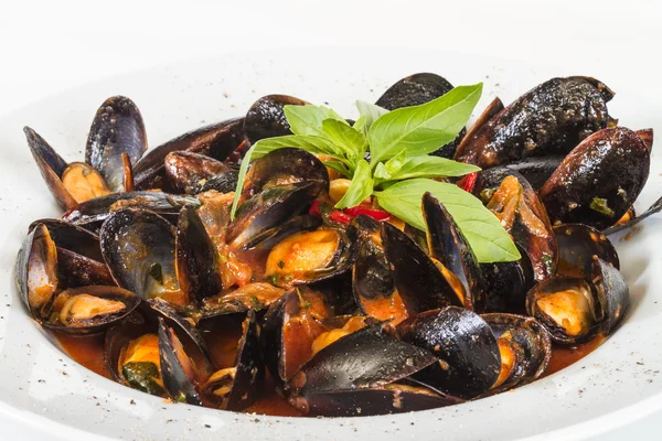 stock image Close up on mussels on white background