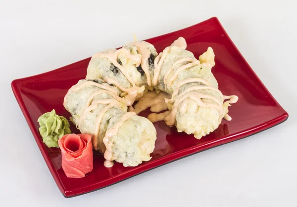 Cocina Japonesa-Tempura Maki Sushi (Rollo Frito Profundo hecho de sa — Foto de Stock