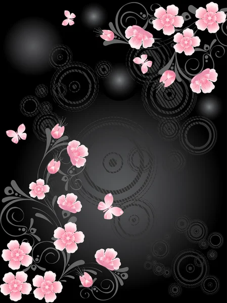Pink Sakura floral branch — Stock Vector