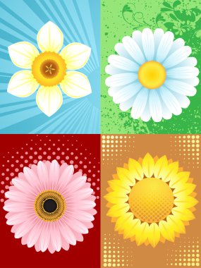 Four flowers in the set clipart