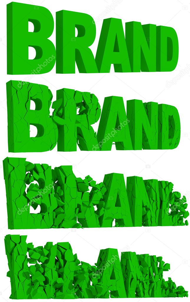 Crumbling and destruction of the word Brand — Stock Photo © fckncg