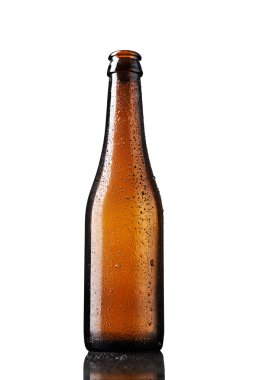 Empty bottle of beer with drops clipart