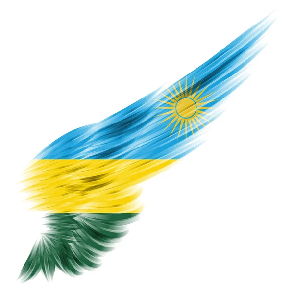 stock image Rwanda flag on Abstract wing with white background