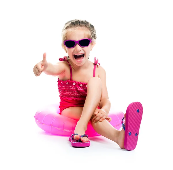 Kleines Mädchen im Badeanzug — Stockfoto