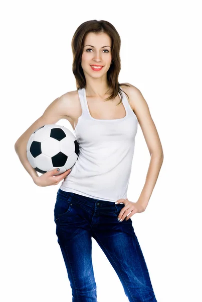 Young adult woman with ball — Stock Photo, Image