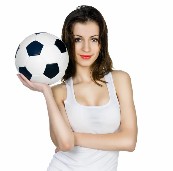 Молода доросла жінка з м'ячем — стокове фото