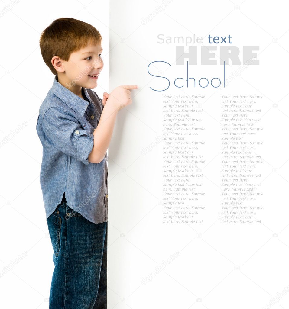 Child behind a board