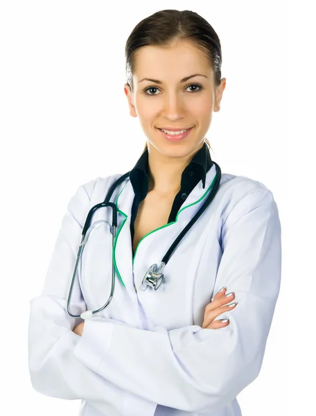 Usmívající se lékařka se stetoskopem — Stock fotografie