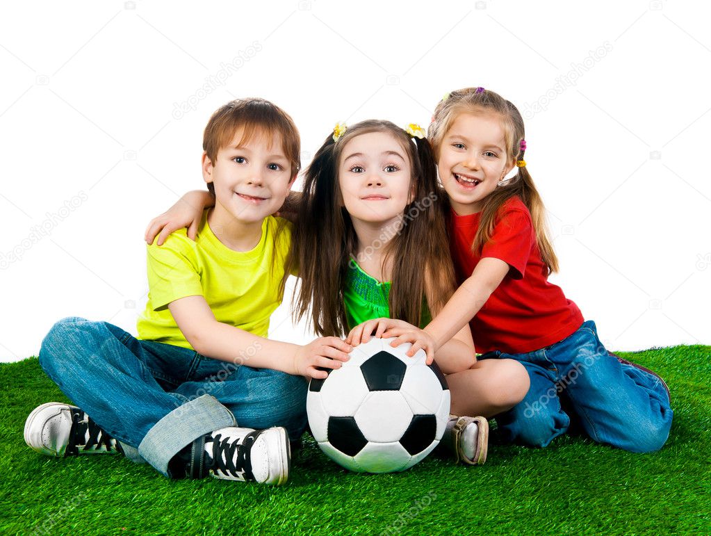 Small kids with soccer ball