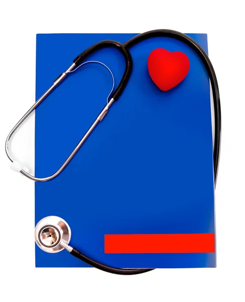 Steteskop ve kırmızı bir kalp — Stok fotoğraf