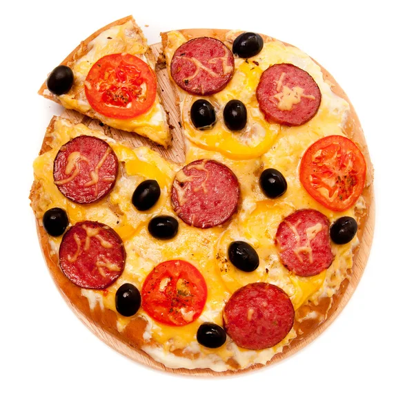Pizza over Wit — Stockfoto