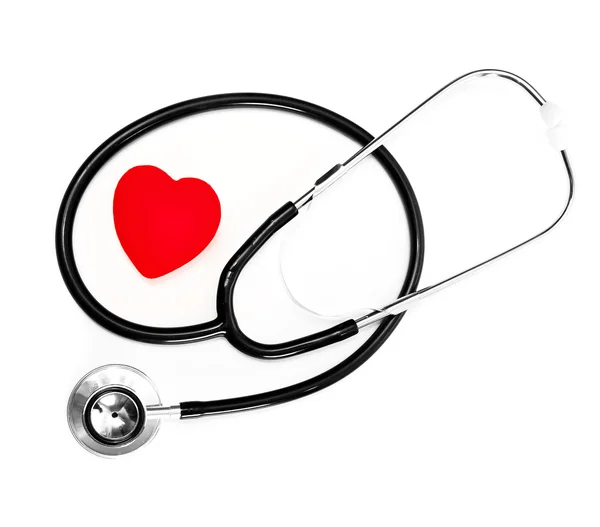 Stethoscoop en een rood hart — Stockfoto