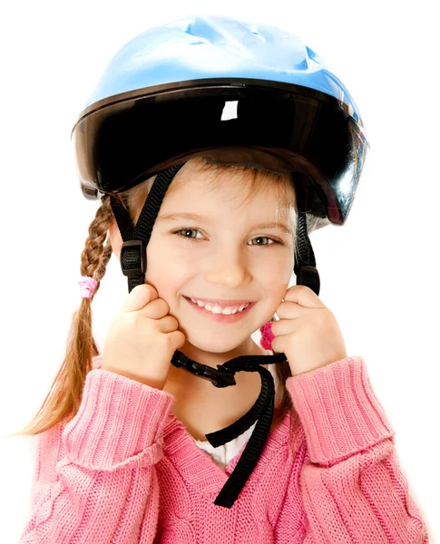 Dívka v motocyklistické helmě — Stock fotografie