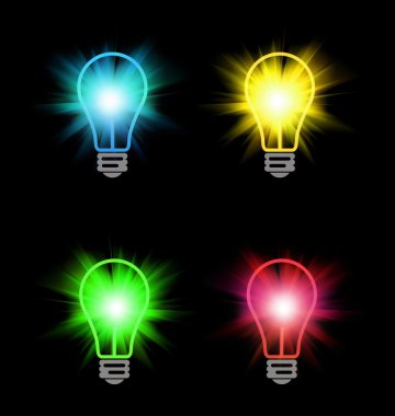 Different color bulbs clipart