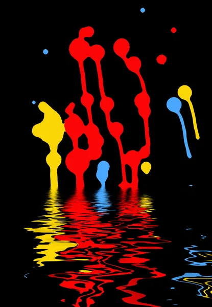 Taches lumineuses sur un noir reflété dans l'eau — Photo