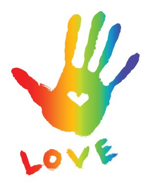 Bright colorful handprint with heart clipart