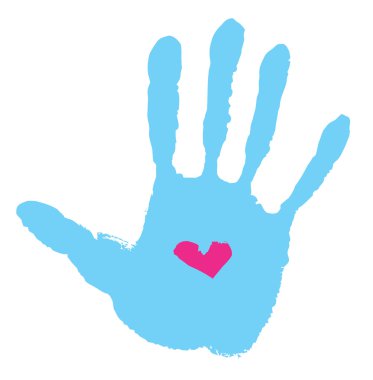 Handprint with heart clipart