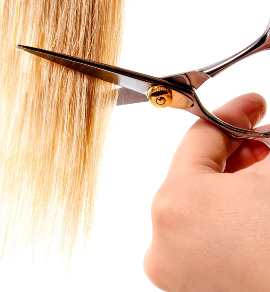 Gunting memotong seikat rambut. — Stok Foto
