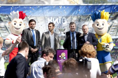 KIEV, UKRAINE MAY 11. 2012: The UEFA Cup is coming to Kiev. clipart