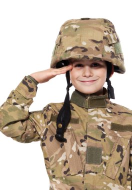 Saluting soldier. Young boy clipart