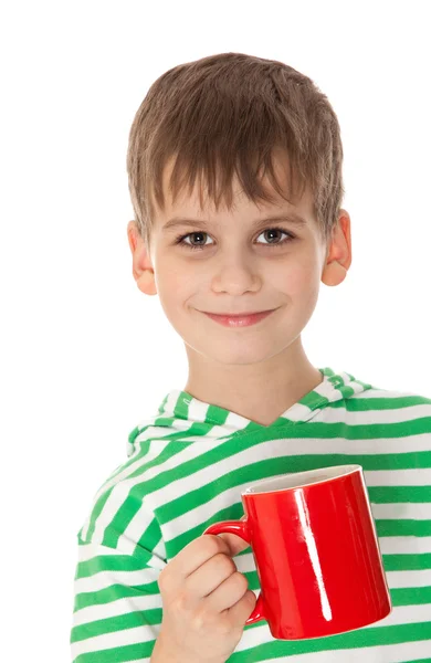 stock image Boy holding a red cup