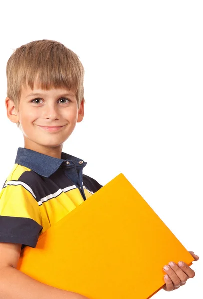 Iskola fiú, aki egy könyvet — Stock Fotó