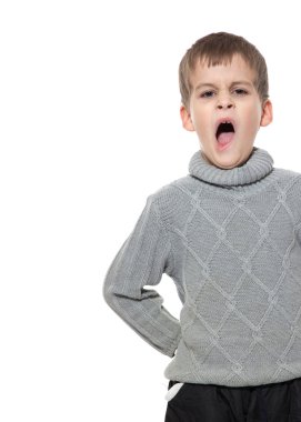 Cute boy yawning clipart