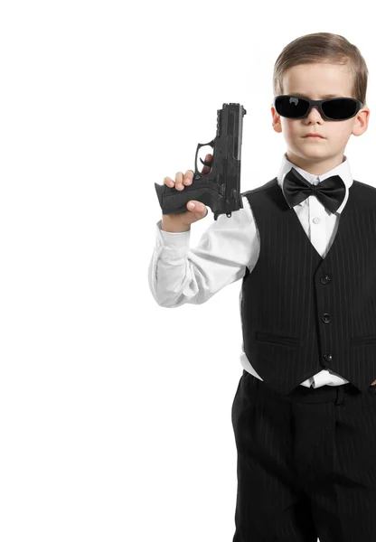 Chłopiec z bronią — Zdjęcie stockowe