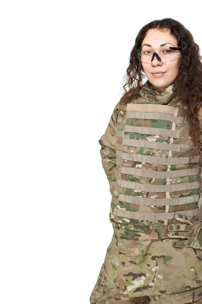 Στρατός όμορφο κορίτσι με το τουφέκι — Φωτογραφία Αρχείου