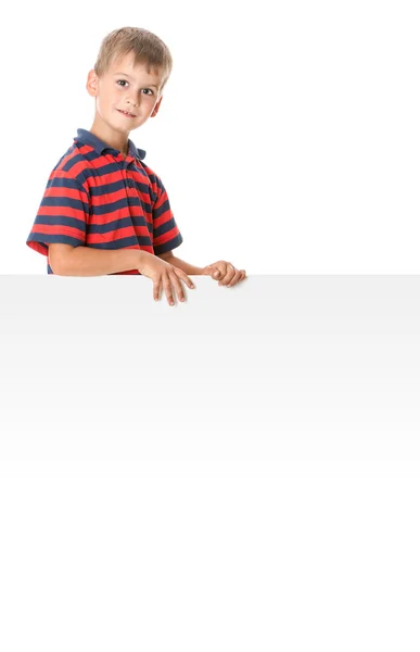 Мальчик с плакатом — стоковое фото