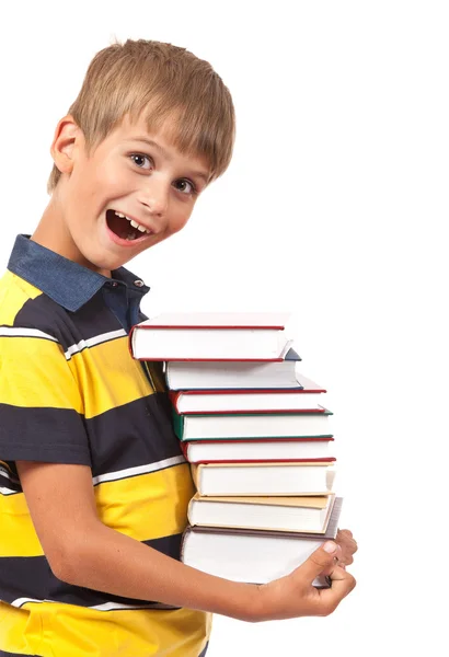 학교 소년 책을 들고 있다 — 스톡 사진