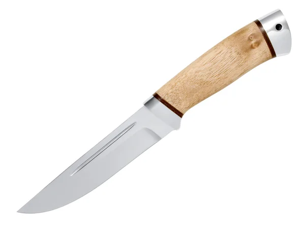 Lovecký nůž s cestou na bílém pozadí, samostatný. — Stock fotografie