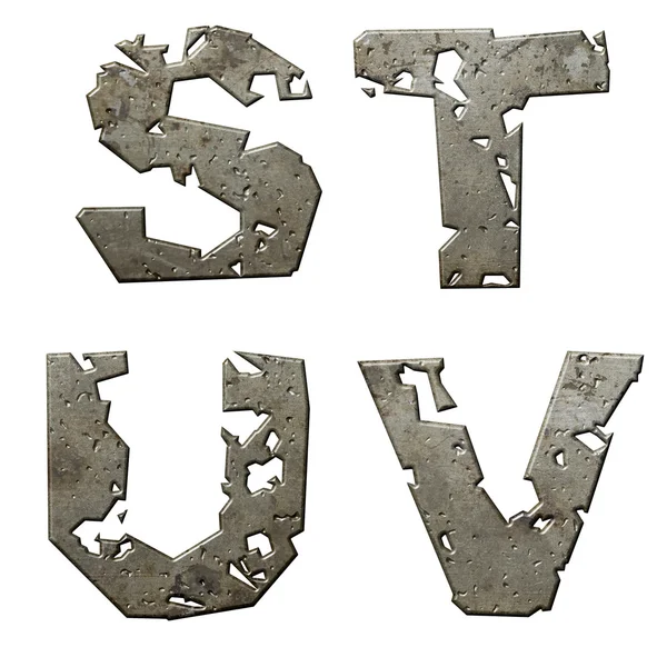 Iron letters series with torn edge isolated on white background. — Stock Photo, Image