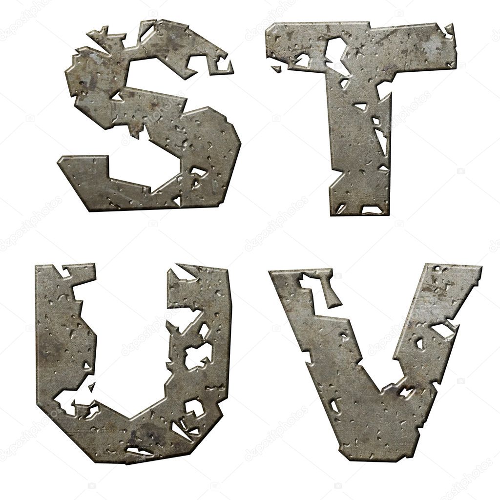 Iron letters series with torn edge isolated on white background. Stock  Photo by ©Leonardi 10362851