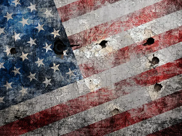 Holed grungy American flag background. — Stock Photo, Image