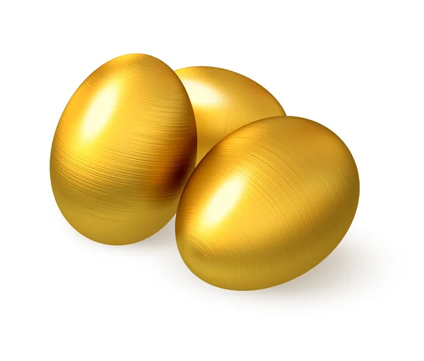 Uova scanalate d'oro isolate su fondo bianco . — Foto Stock