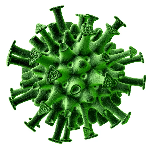 Vírus verde isolado no fundo branco . — Fotografia de Stock