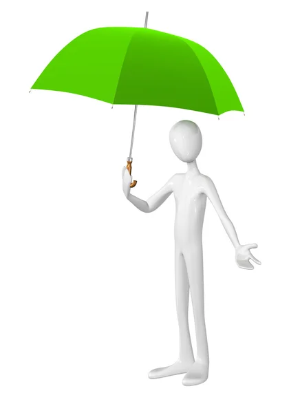 stock image Man with umbrella isolated on white background.