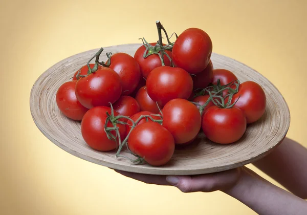 Plate with fresh tomatoes — Stock Photo, Image