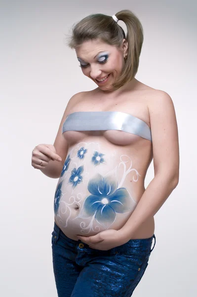 Щасливі вагітна жінка — стокове фото