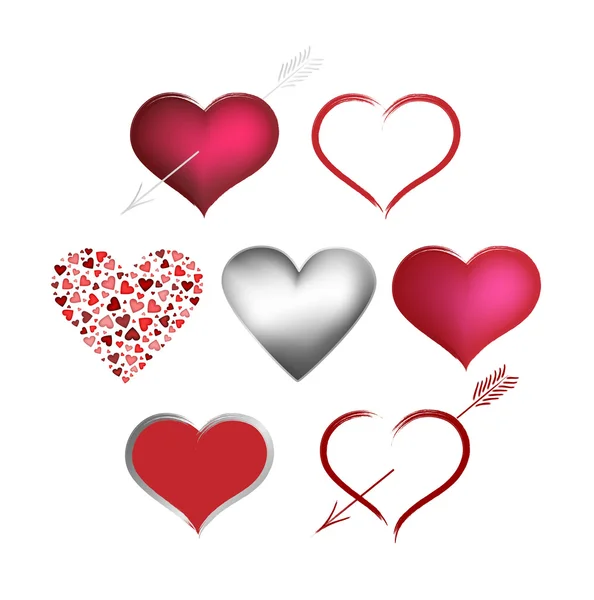 Set Valentines hearts — Stock Vector