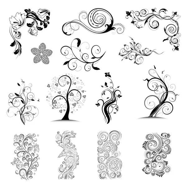 Elementos de diseño ornamentados florales — Vector de stock